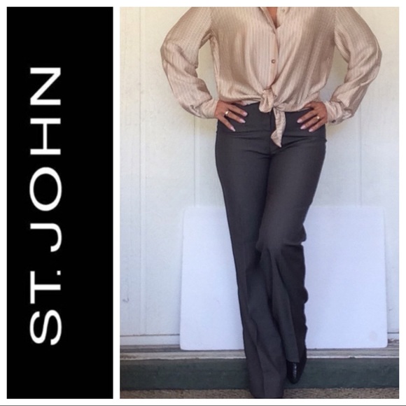 ST. JOHN GRAY WOOL DRESS PANTS SIZE 2 - Picture 2 of 8